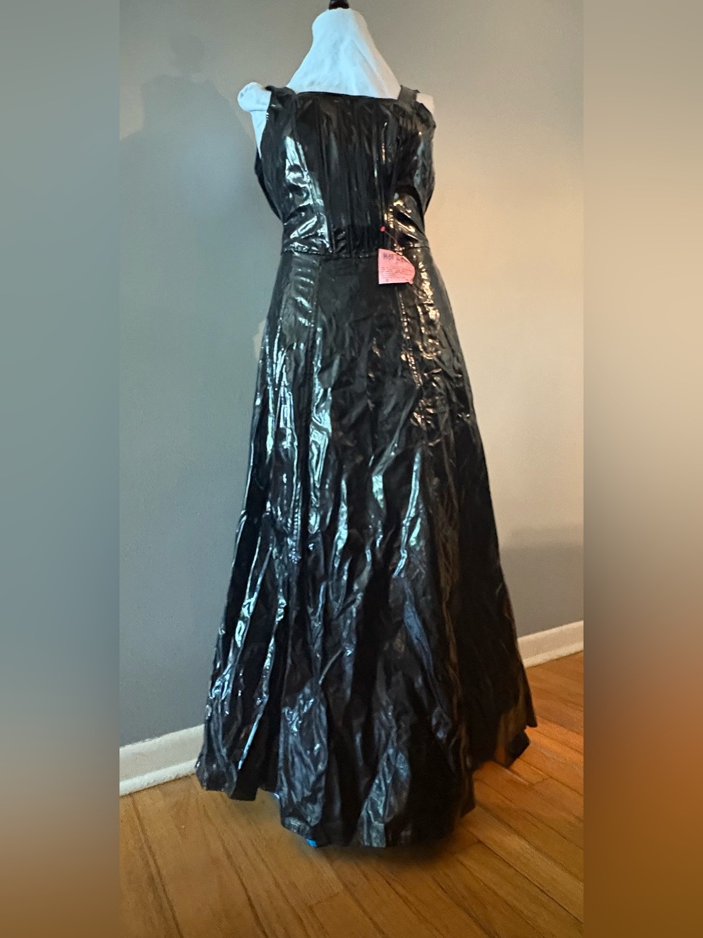 RARE NWT 90s Y2K Lip Service Full Length Black PVC Faux Leather Sleeveless Dress - Picture 4 of 14